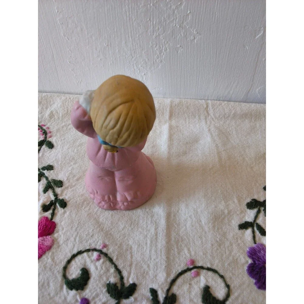 Vintage 1978 Jasco Adorabelles Bisque Porcelain Yawning Gir Teddy Bear Bell